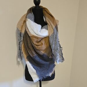 New W/out Tags Cozy Oversize Plaid Scarf/Wrap